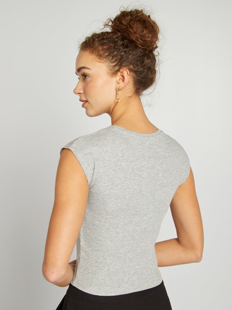 T-shirt crop top de manga curta CINZA - Kiabi