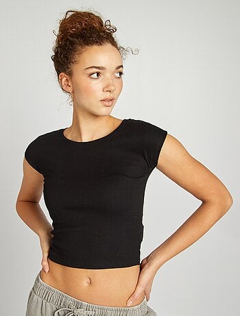 T-shirt crop top de manga curta