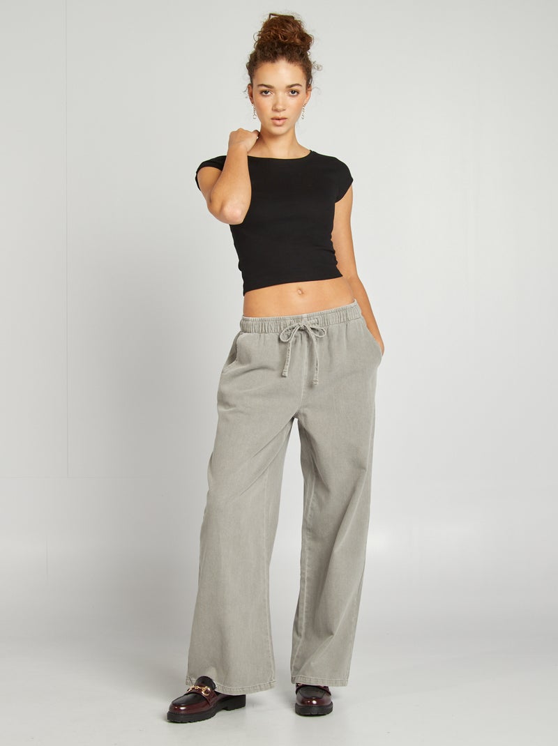 T-shirt crop top de manga curta Preto - Kiabi