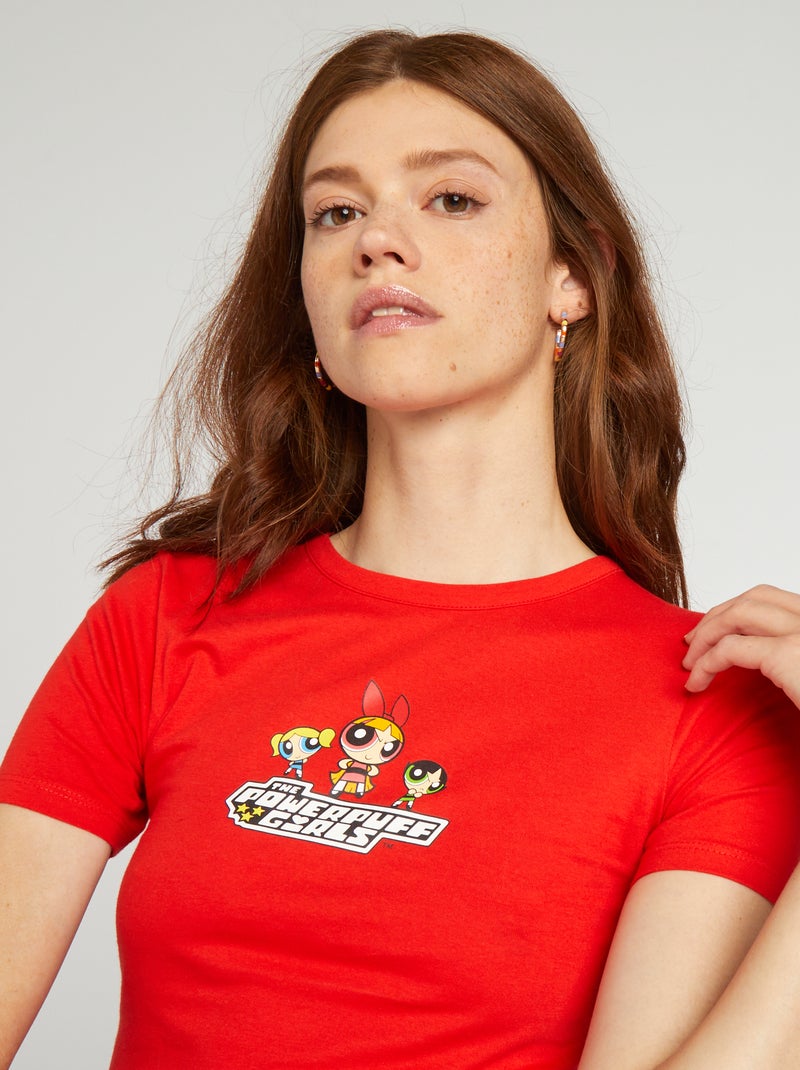 T-shirt crop top estampada 'Powerpuff Girls' VERMELHO - Kiabi