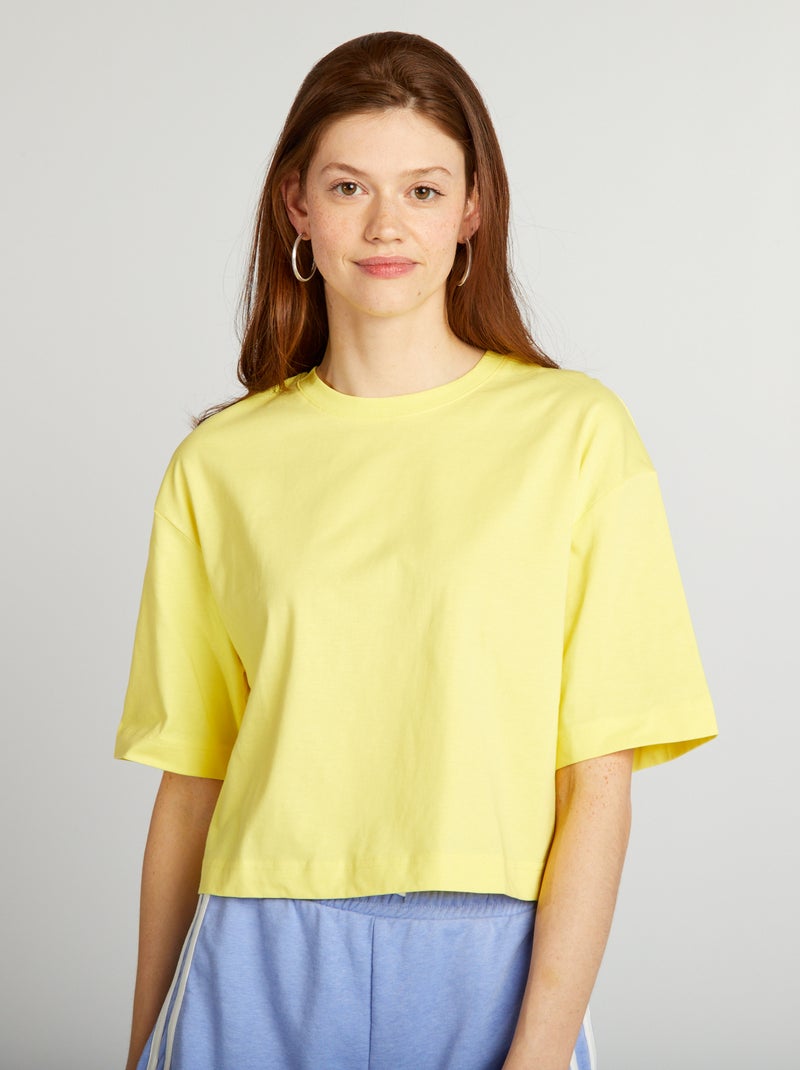 T-shirt crop top larga AMARELO - Kiabi