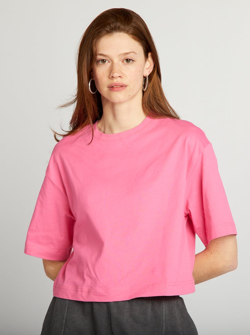 T-shirt crop top larga Rosa - Kiabi