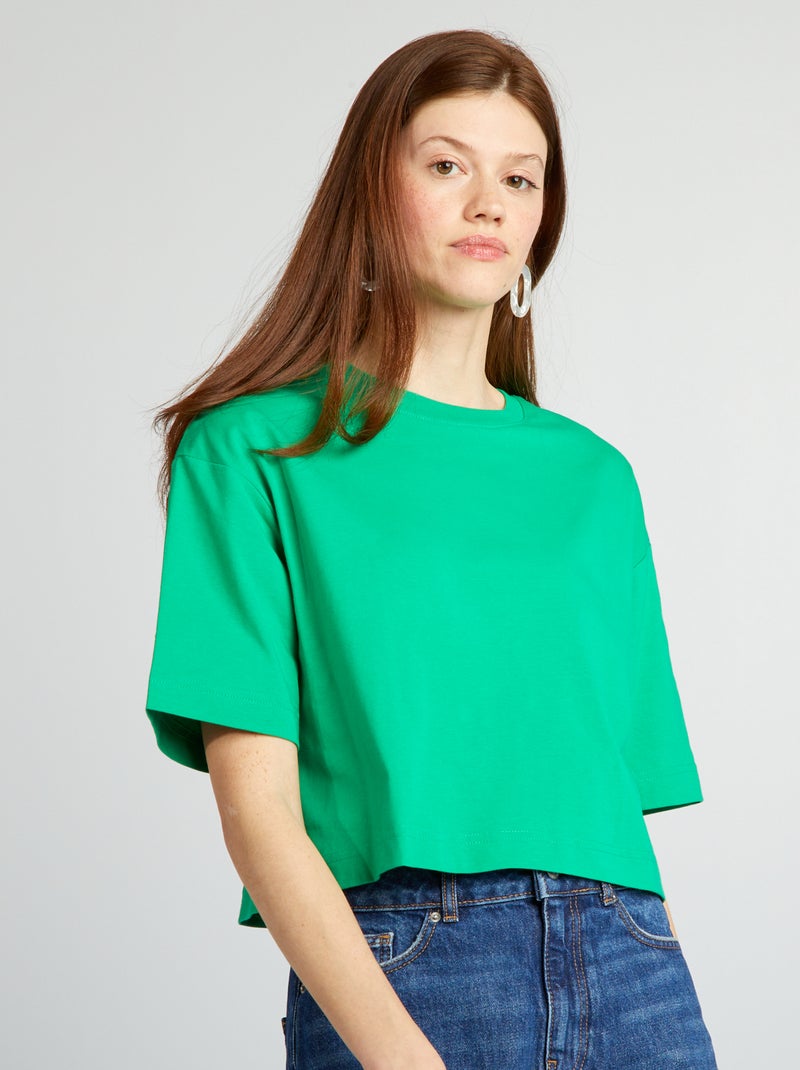 T-shirt crop top larga VERDE - Kiabi