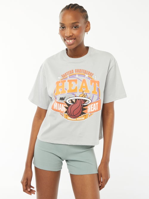 T-shirt crop-top 'Miami Heat' de manga curta - Kiabi