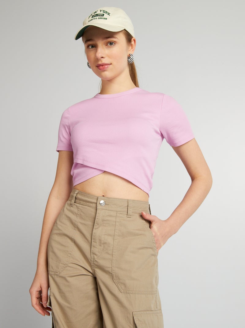 T-shirt crop top nervurada VIOLETA - Kiabi