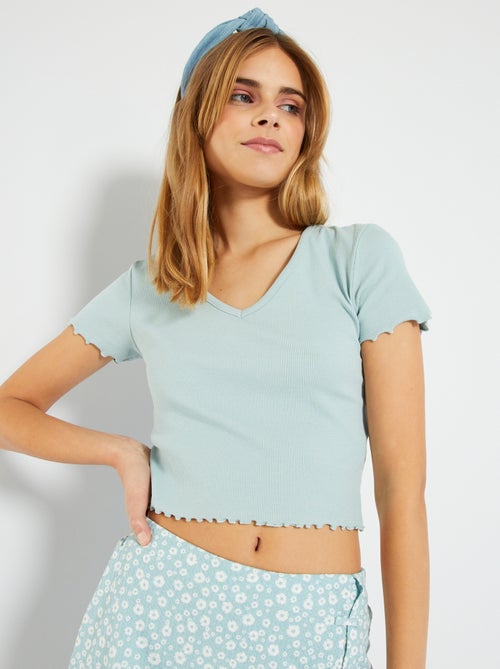 T-shirt crop top ondulada - Kiabi