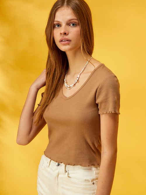 T-shirt crop top ondulada - Kiabi