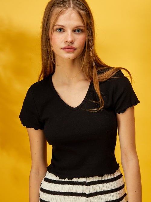 T-shirt crop top ondulada - Kiabi