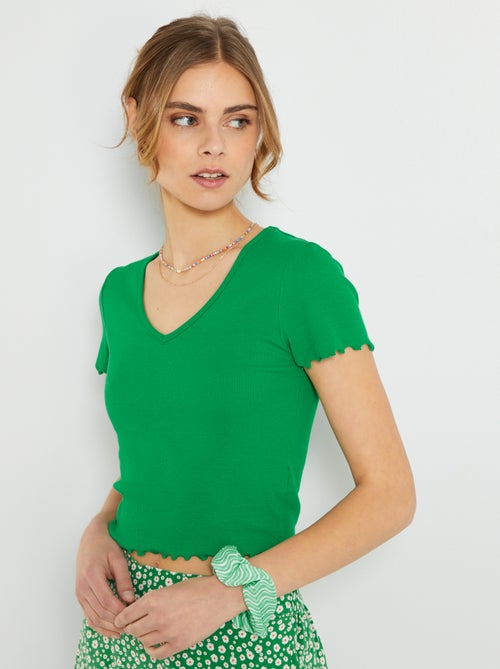 T-shirt crop top ondulada - Kiabi