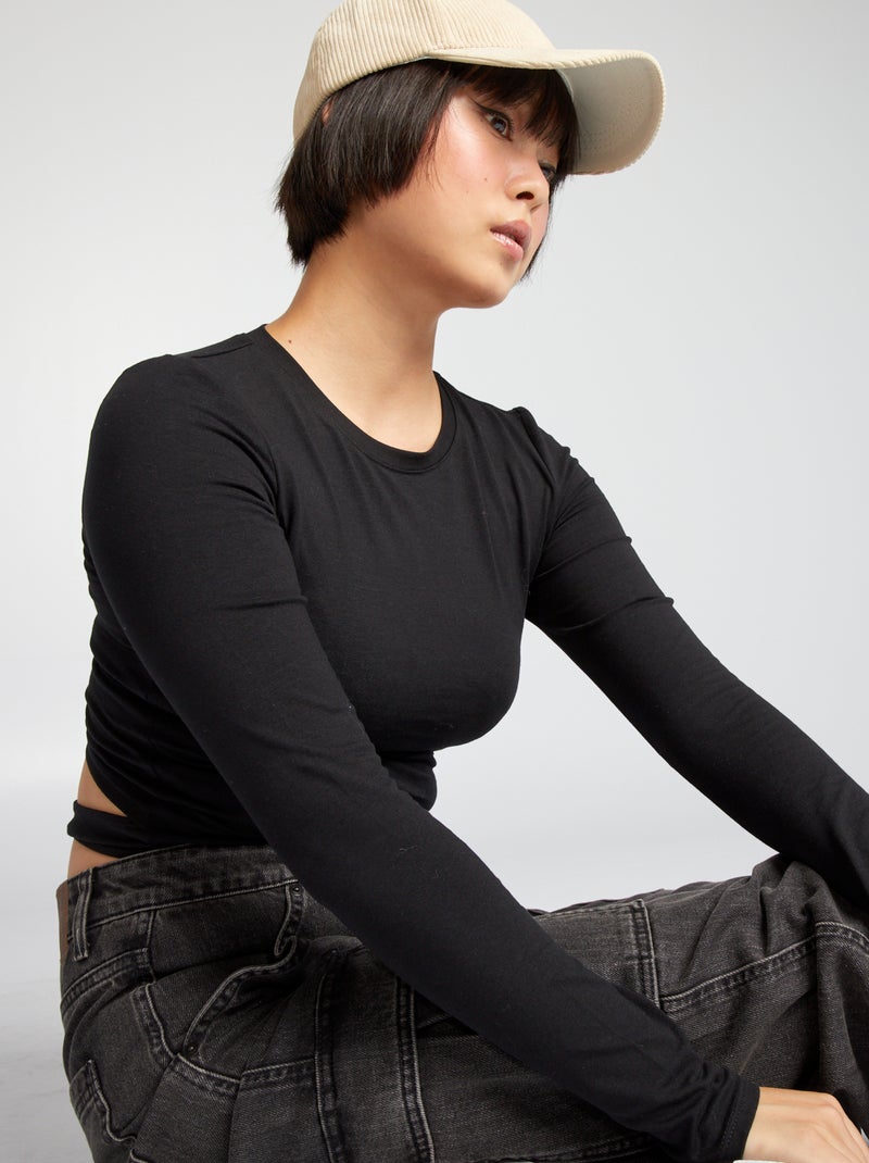 T-shirt crop top Preto - Kiabi