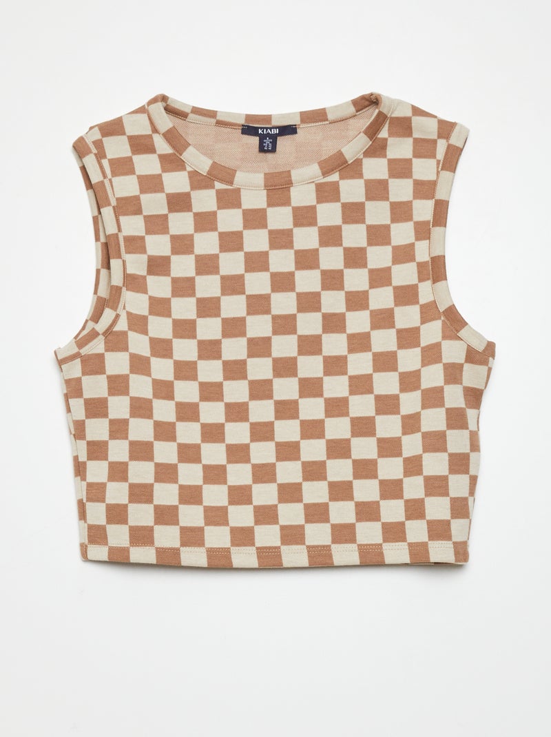 T-shirt crop top sem mangas BEGE - Kiabi