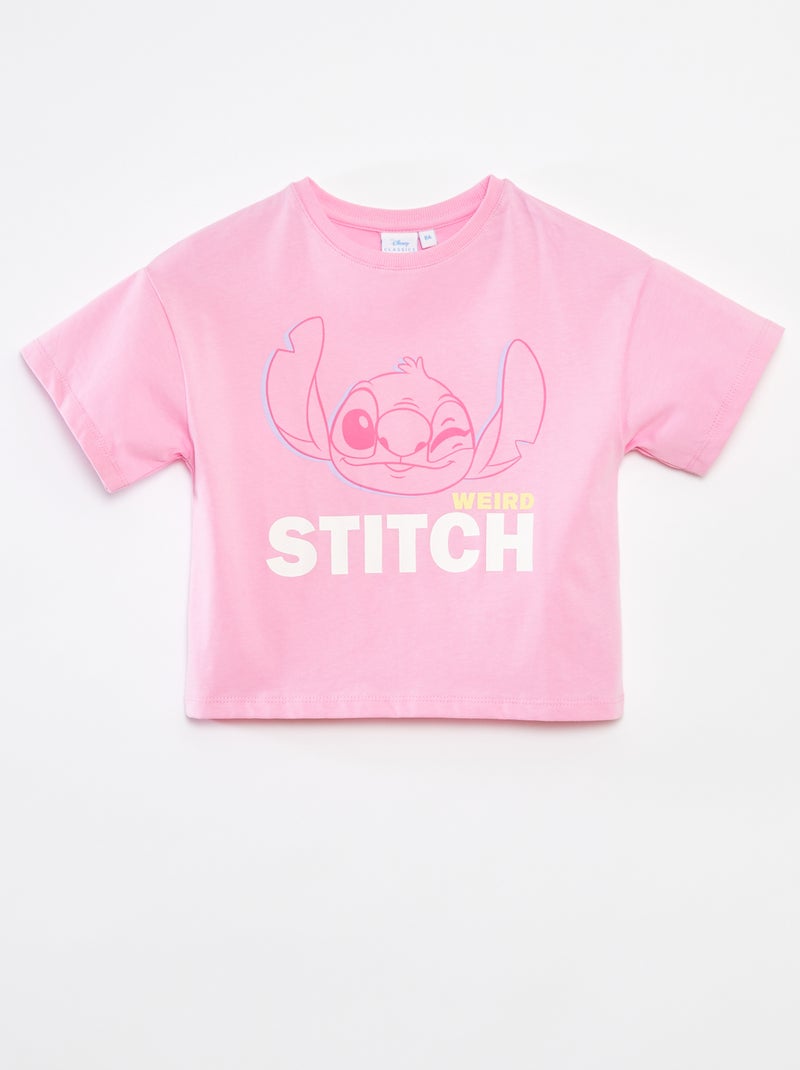 T-shirt crop top 'Stitch' Rosa - Kiabi