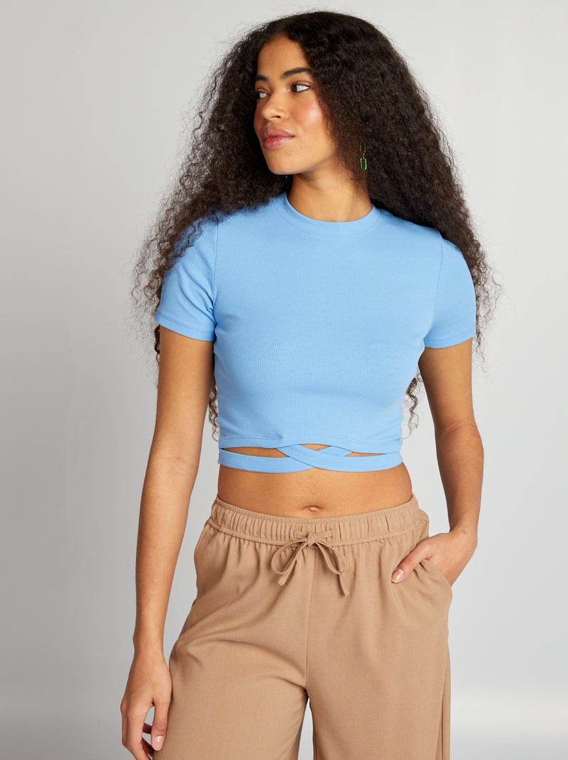 T-shirt cropped AZUL - Kiabi