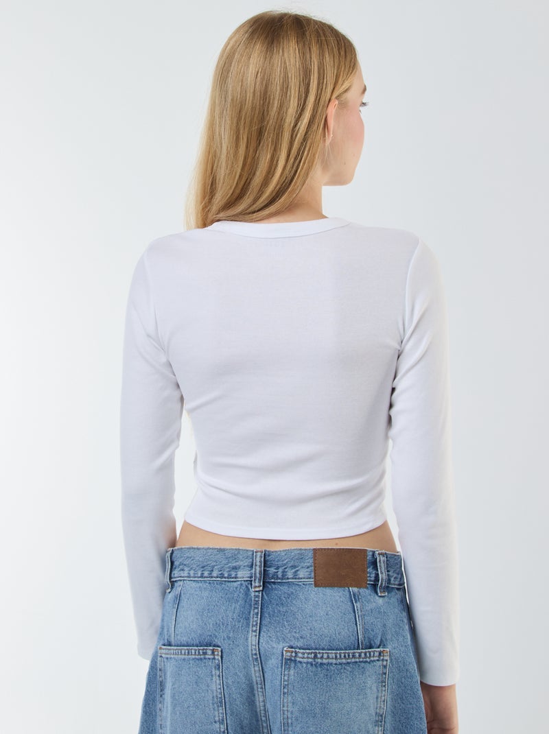 T-shirt cropped básica Branco - Kiabi