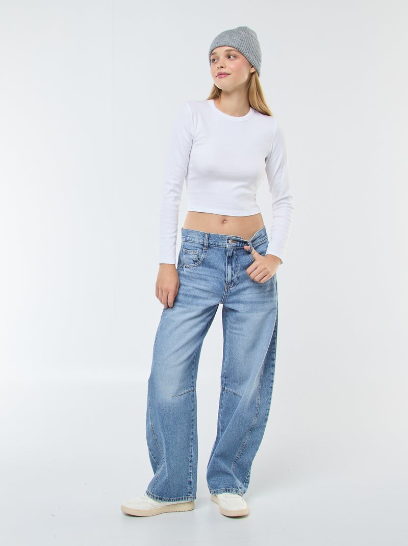 T-shirt cropped básica Branco - Kiabi