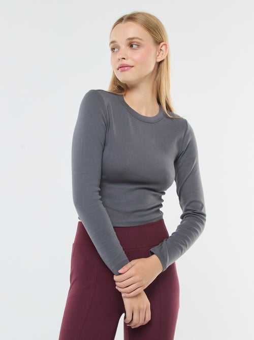 T-shirt cropped básica - Kiabi