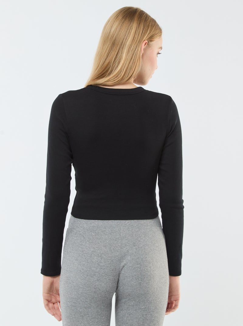 T-shirt cropped básica Preto - Kiabi