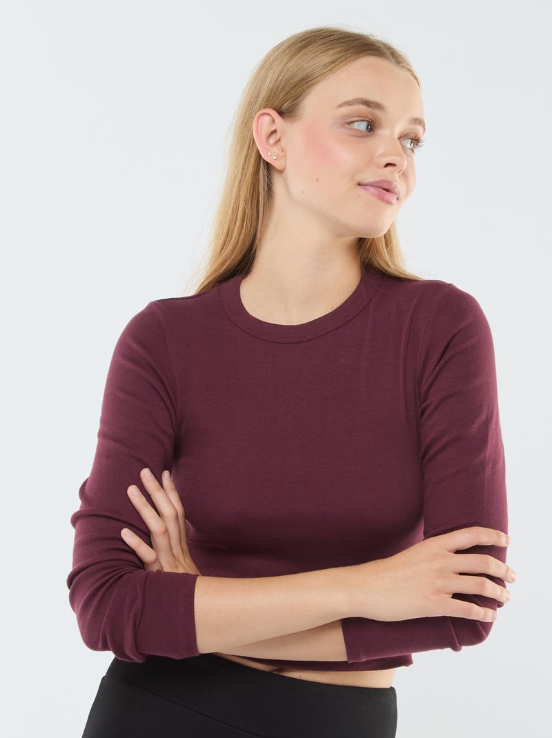 T-shirt cropped básica Vermelho - Kiabi