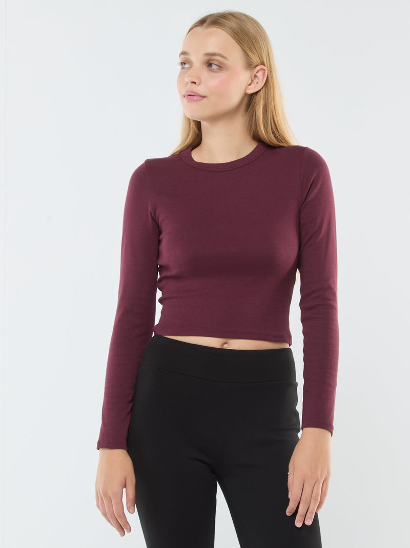 T-shirt cropped básica Vermelho - Kiabi