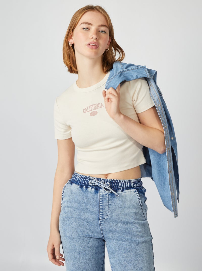 T-shirt cropped BEGE - Kiabi