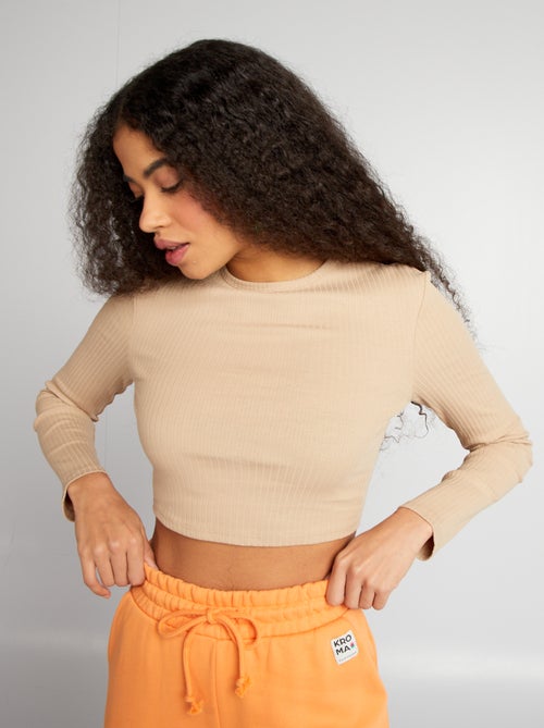 T-shirt cropped canelada - Kiabi