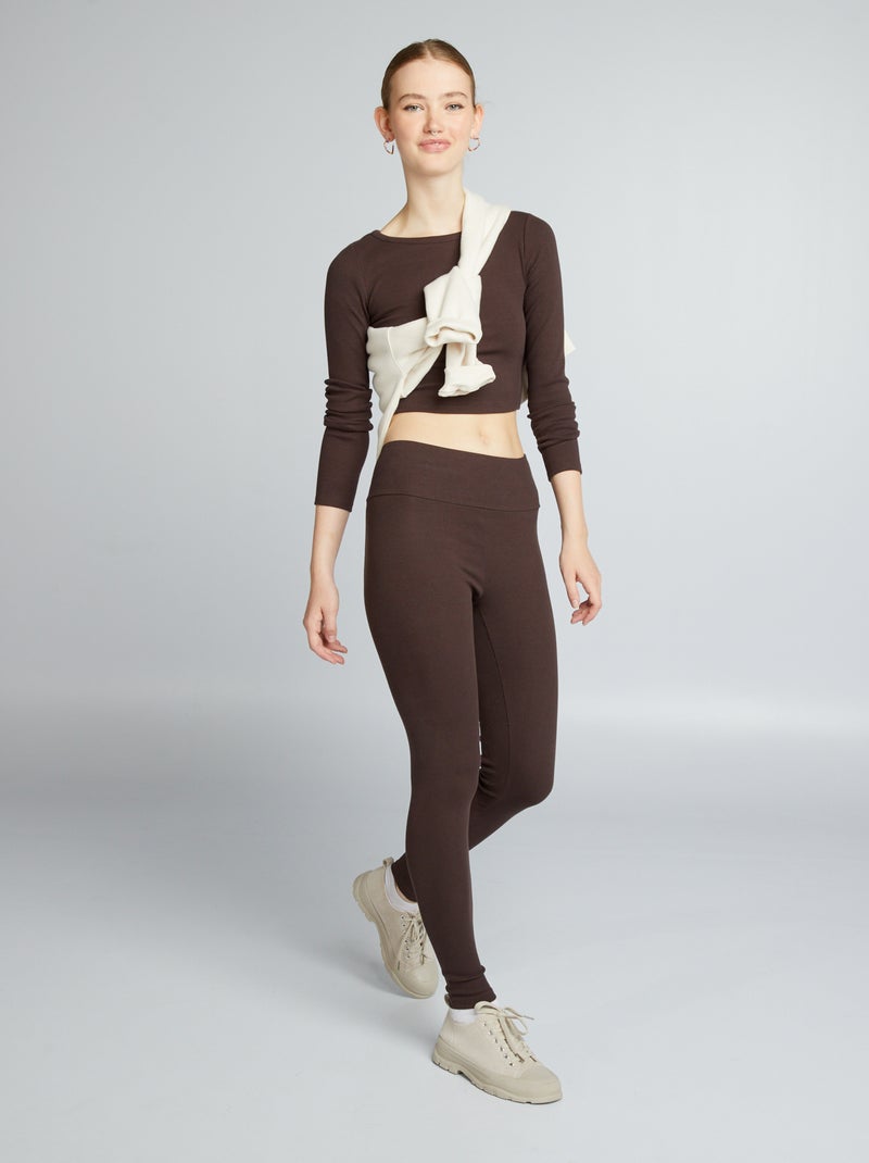 T-shirt cropped canelada CASTANHO - Kiabi