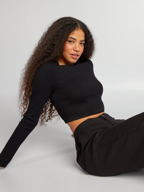 T-shirt cropped canelada - Kiabi