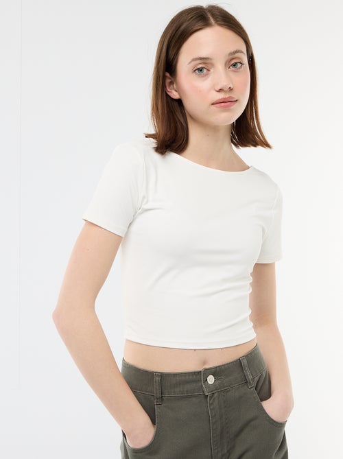 T-shirt cropped com decote quadrado nas costas - Kiabi