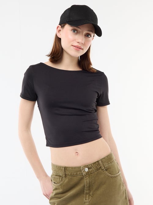 T-shirt cropped com decote quadrado nas costas - Kiabi