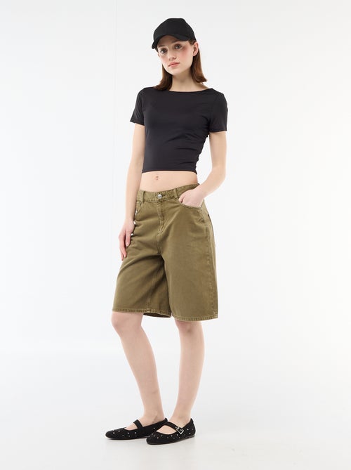 T-shirt cropped com decote quadrado nas costas - Kiabi