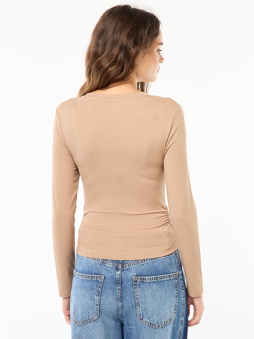 T-shirt cropped com efeito amarrotado - Kiabi