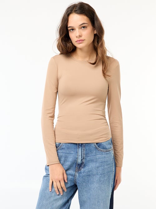 T-shirt cropped com efeito amarrotado - Kiabi