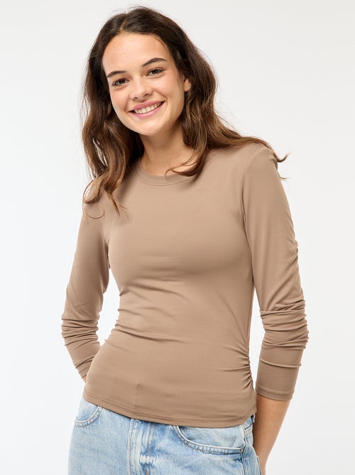 T-shirt cropped com efeito amarrotado - Kiabi