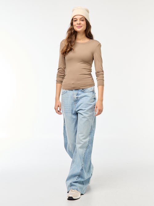 T-shirt cropped com efeito amarrotado - Kiabi