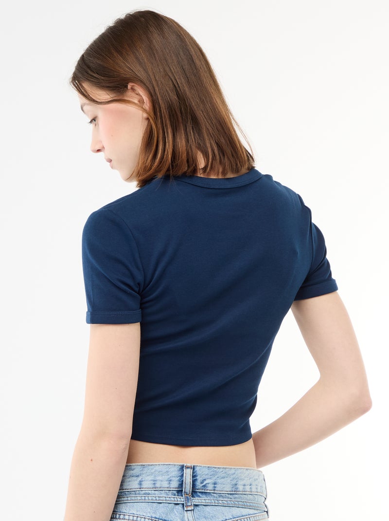 T-shirt cropped com estampado Azul - Kiabi