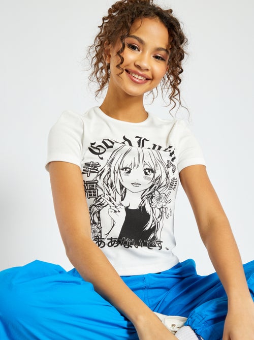 T-shirt cropped com Manga - Kiabi