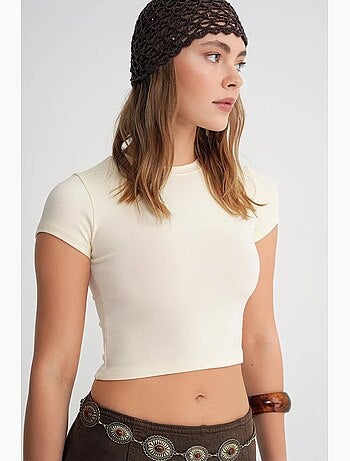 T-shirt cropped de malha justa mixray