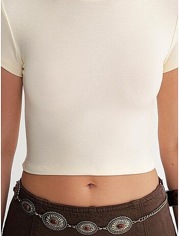 T-shirt cropped de malha justa mixray