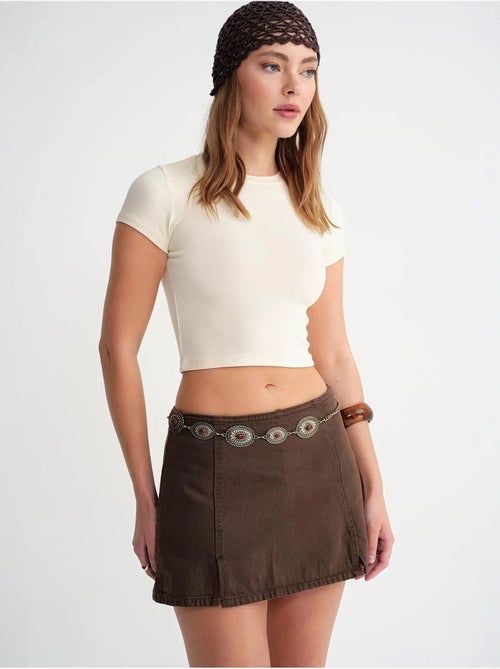 T-shirt cropped de malha justa mixray - Kiabi T-shirt cropped de malha justa mixray - Kiabi