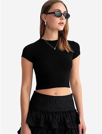 T-shirt cropped de malha justa mixray