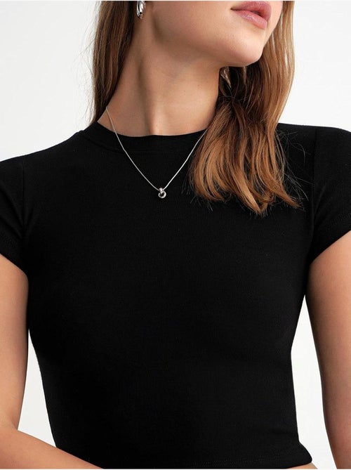 T-shirt cropped de malha justa mixray - Kiabi T-shirt cropped de malha justa mixray - Kiabi