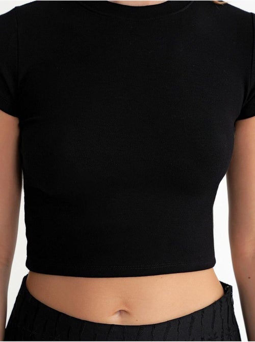 T-shirt cropped de malha justa mixray - Kiabi T-shirt cropped de malha justa mixray - Kiabi