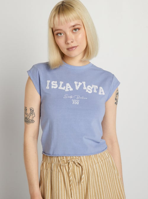 T-shirt cropped elástica com estampado - Kiabi