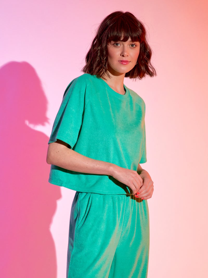 T-shirt cropped em felpa VERDE - Kiabi