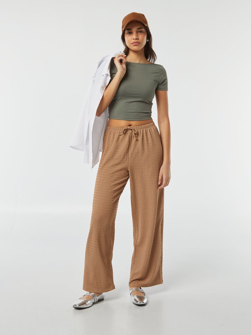 T-shirt cropped em malha elástica com costas nuas VERDE - Kiabi