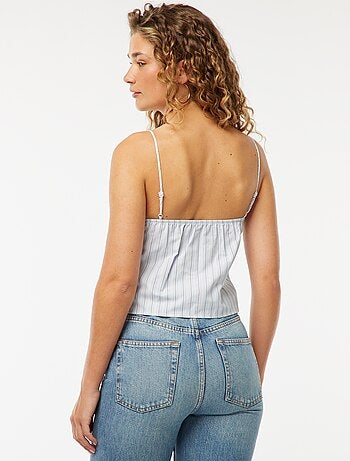 T-shirt cropped em popelina