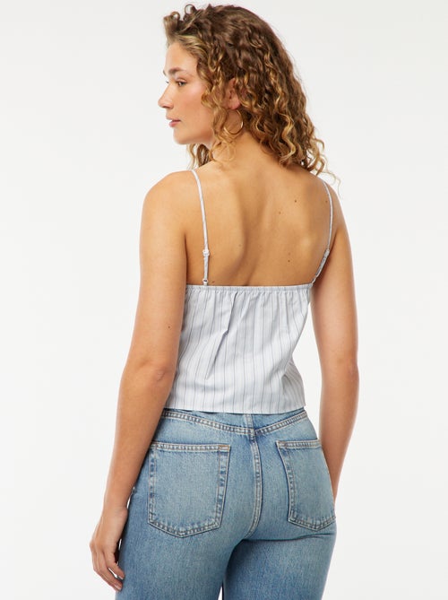 T-shirt cropped em popelina - Kiabi