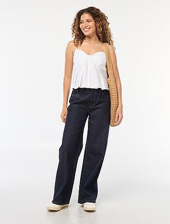 T-shirt cropped em popelina