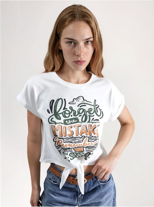 T-shirt cropped estampada hiccup - Kiabi T-shirt cropped estampada hiccup - Kiabi