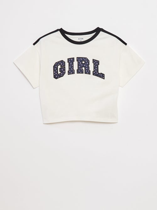 T-shirt cropped estilo campus - Kiabi